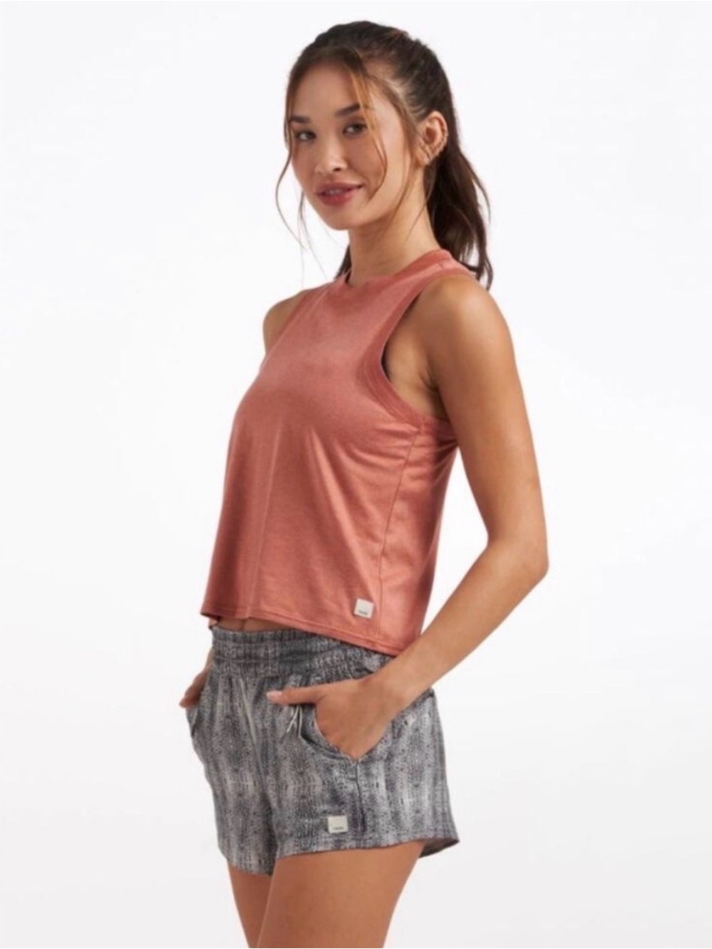 Vuori Energy Top Sleeveless Crop Burnt Orange / Rust Athleisure | Size XS